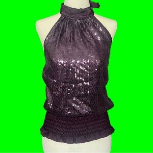 Purple Y2K Sequined Halterneck Bottom Ruched
Party Top